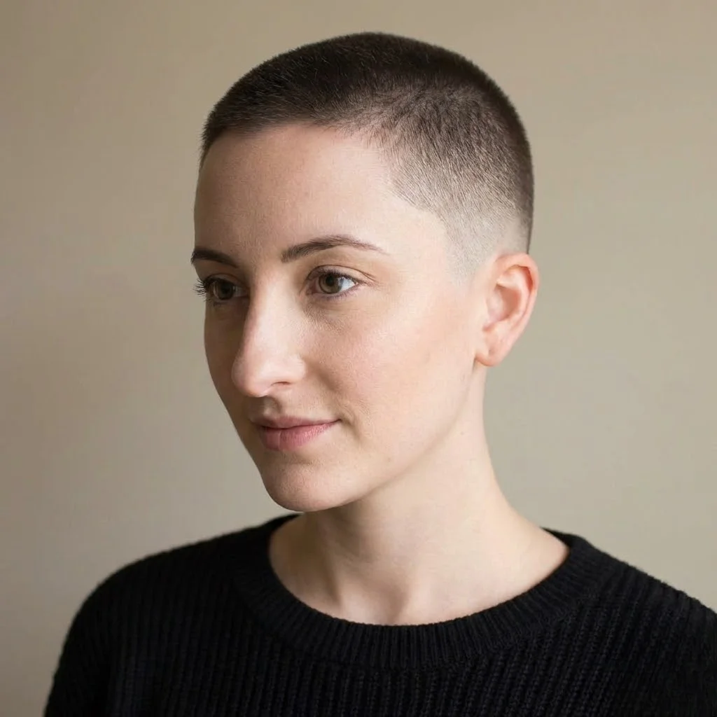 Blended buzz cut style for women