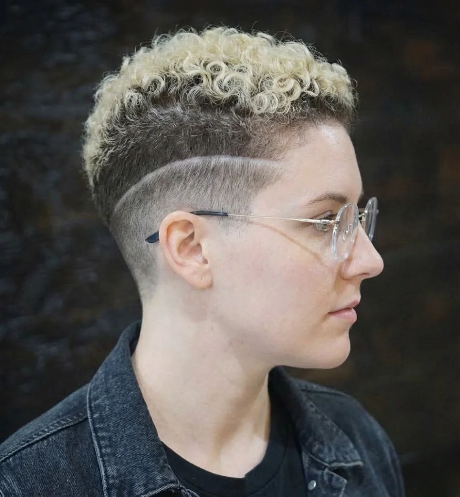Curly crop buzz cut style for women