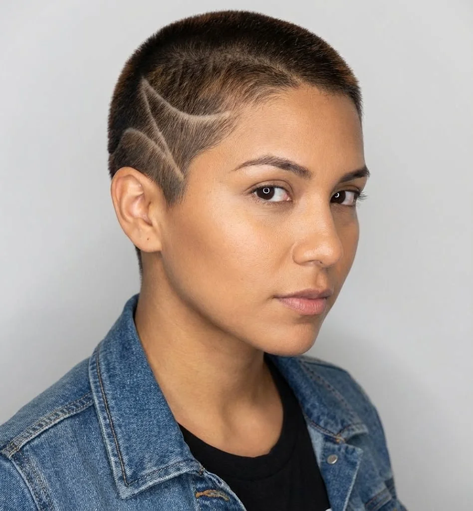 Trendy fade buzz cut style for women