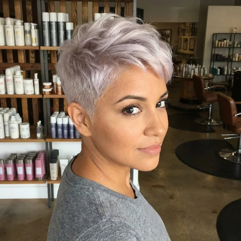 Wavy crop buzz cut style for women